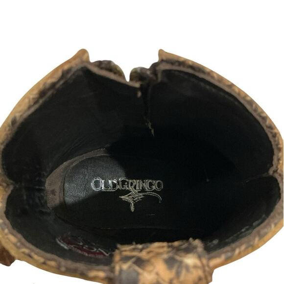 Old Gringo Sonoya 6" Ankle Booties Tan Leather & Python Inlay Size 8 With Box - Picture 10 of 12